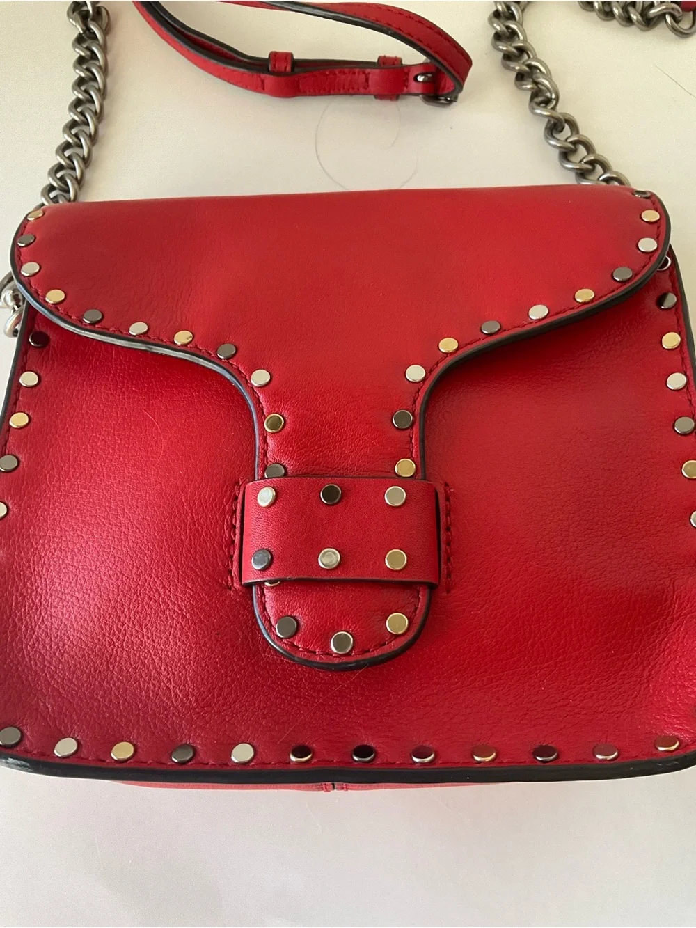 Rebecca Minkoff Red Studded Leather Crossbody Bag -
